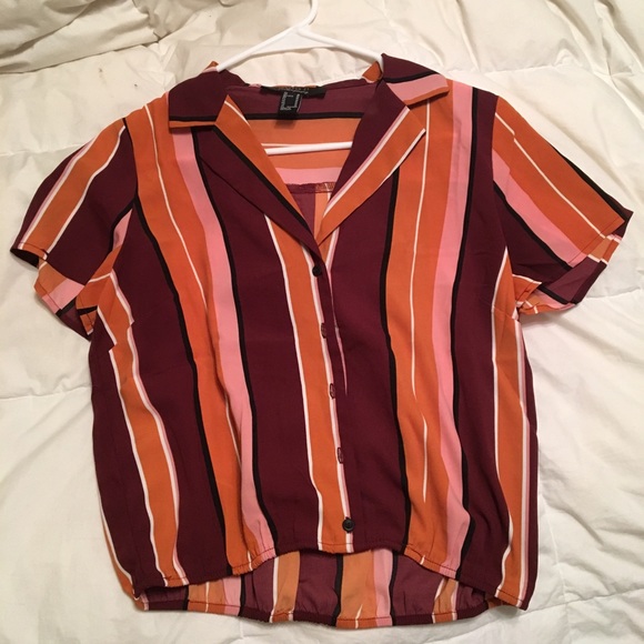 Forever 21 Tops - Striped Polo Crop Top